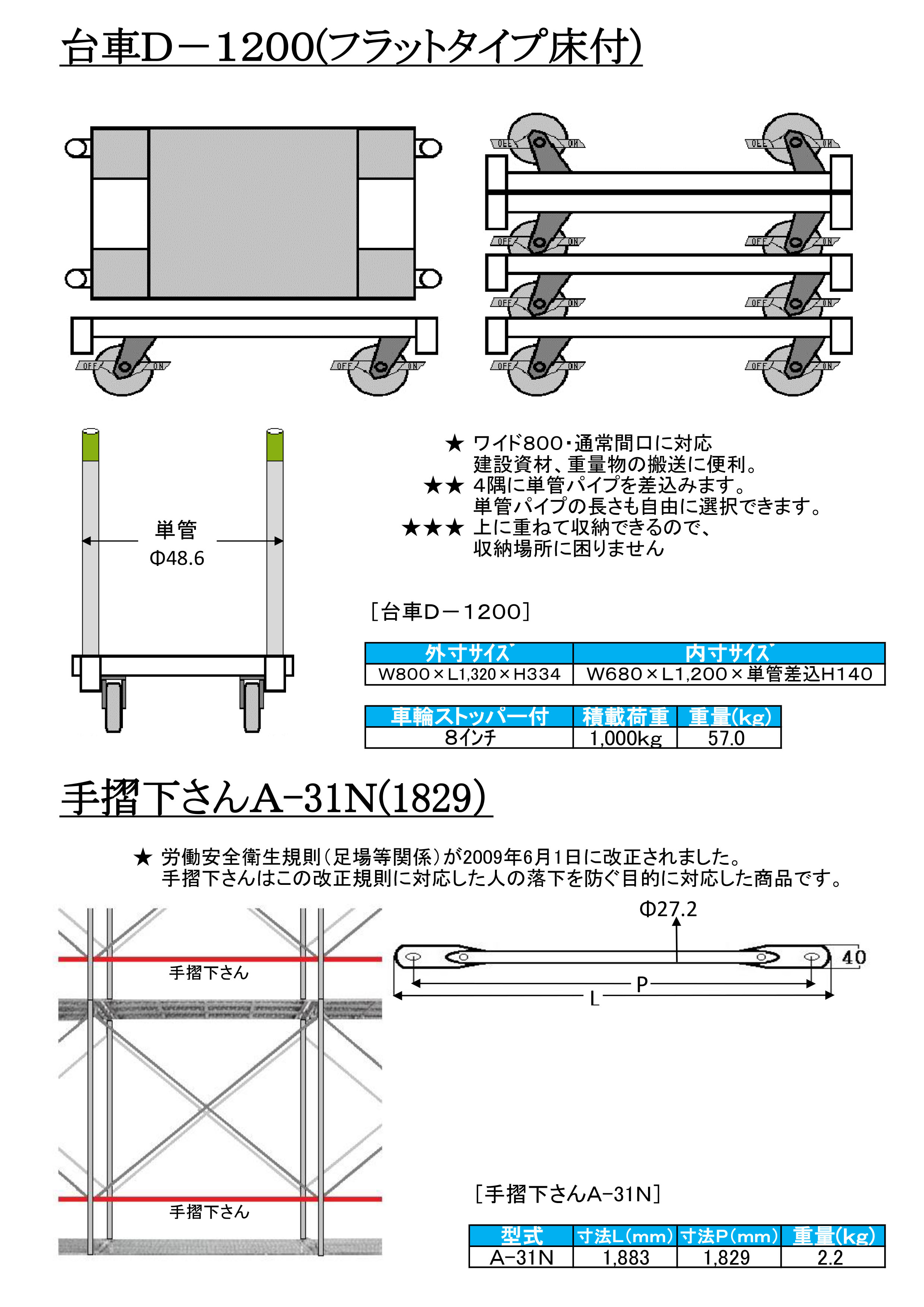 台車D-1200(フラットタイプ床付)